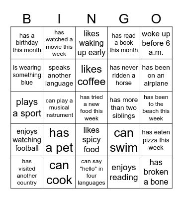 Find someone who Bingo Card