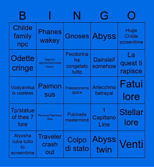Snezh Bingo Card