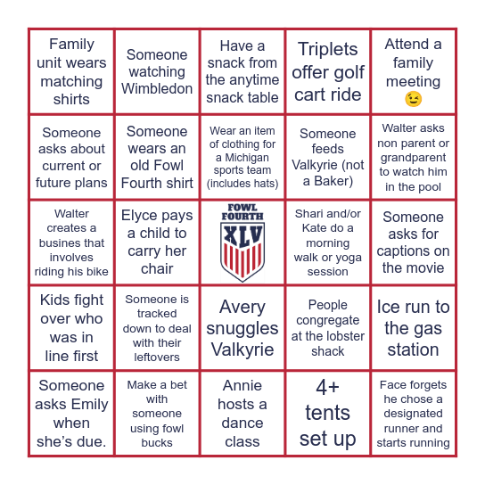 Fowl Fourth XLV Bingo Cards Bingo Card