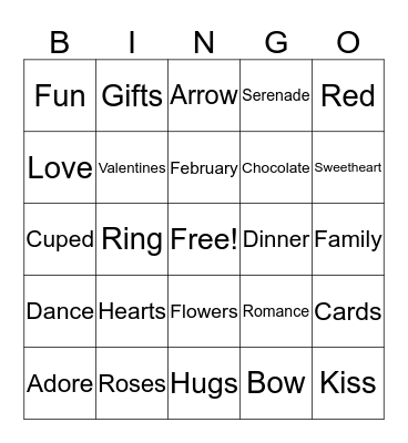 Happy Valentine's Day Bingo Card