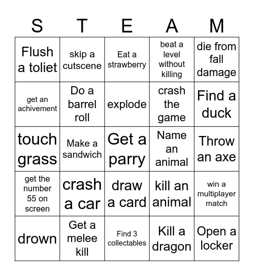 Steam Bingo Card