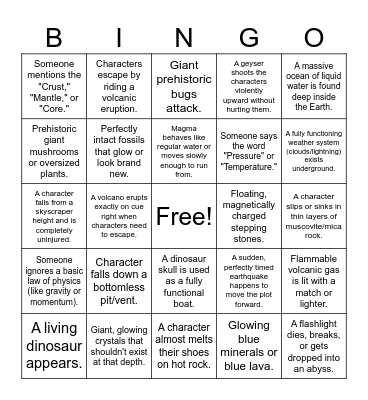 Journey to the Center of the Earth BINGO Card