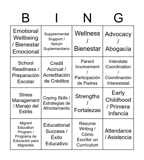 2026 Family Conference Bingo Card