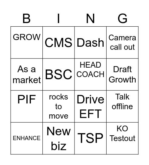 7/1 bingo Card