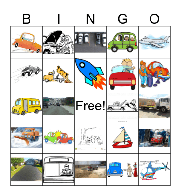 Preschool Express Transportation Bingo Card