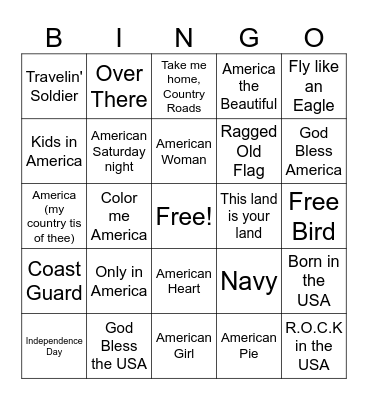 Happy 250th Birthday!! Bingo Card