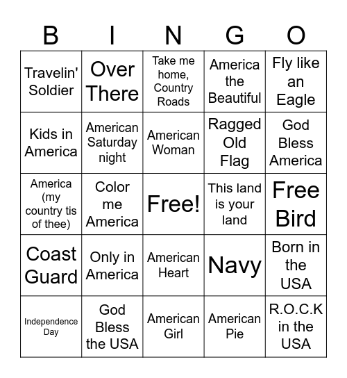 Happy 250th Birthday!! Bingo Card
