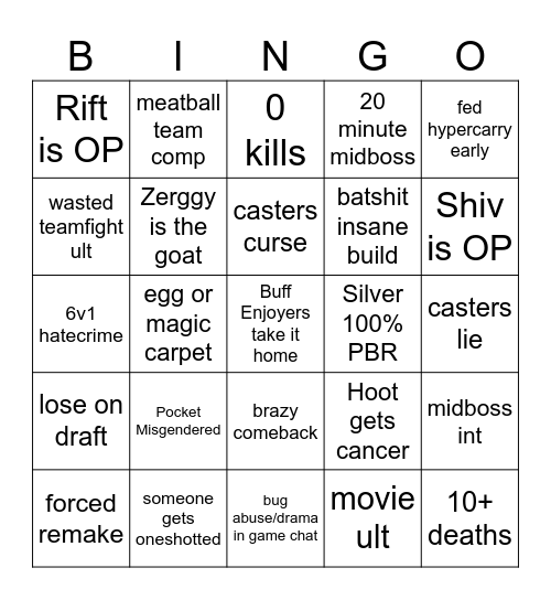 DLNS Bingo Card