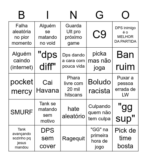 Peripécias Overwatch Bingo Card