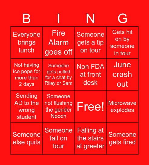 SUMMER SAR BINGO Card