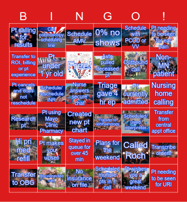 Bingo 7/2/2026 Bingo Card