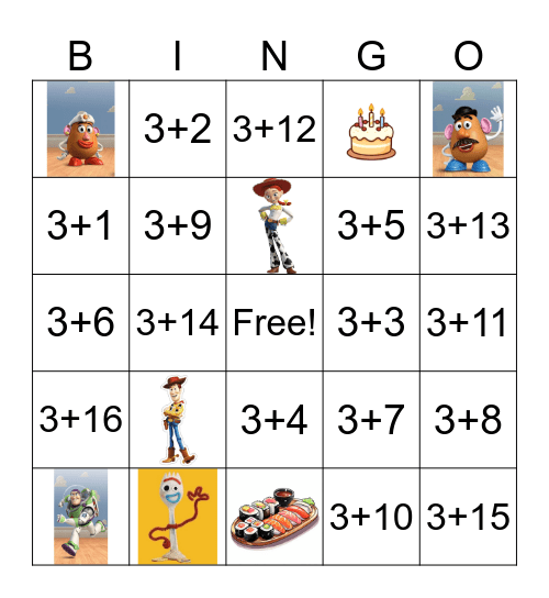 Toy Story Bingo Card