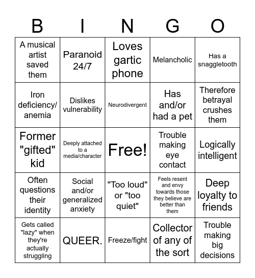 Vivica's kinnie bingo Card