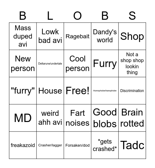 Blob town bingo Card