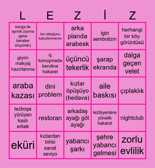 lezboş filmi beklentiler Bingo Card