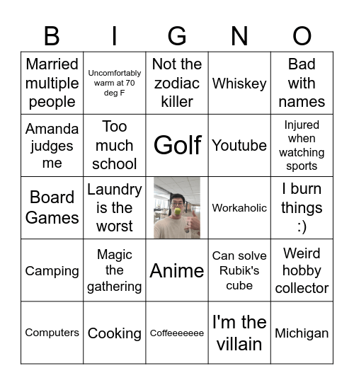 Scoot Bigno Bingo Card