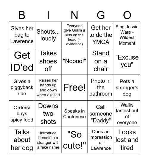 GULIM BINGO Card