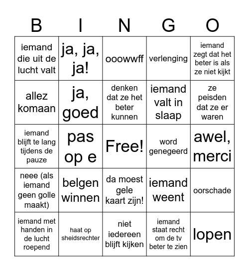 voetbal bingo Card