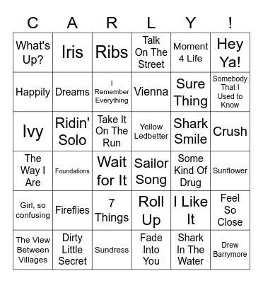 25th Birthday Bingo Card