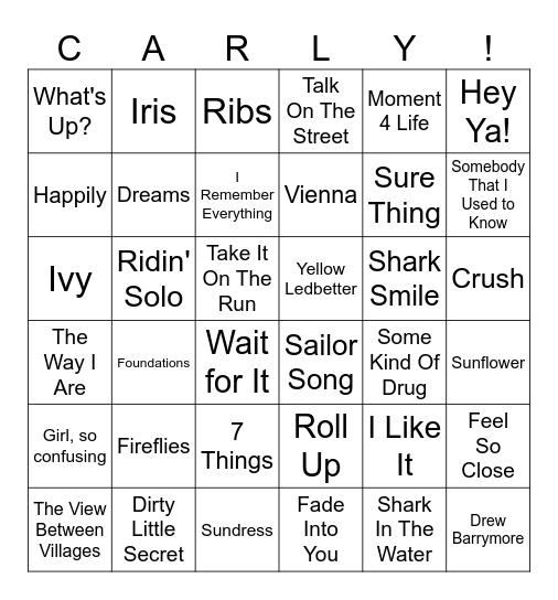 25th Birthday Bingo Card