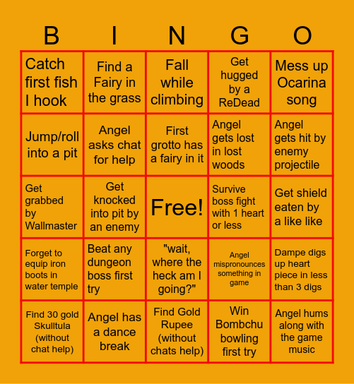 Ocarina of Time BINGO Card