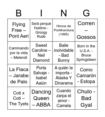 Bingo musical Bingo Card
