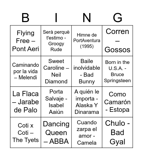 Bingo musical Bingo Card