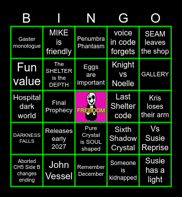 DELTARUNE CHAPTER 6 Bingo Card