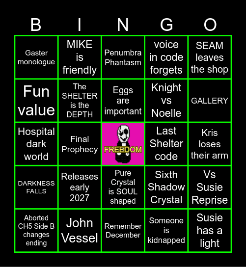 DELTARUNE CHAPTER 6 Bingo Card