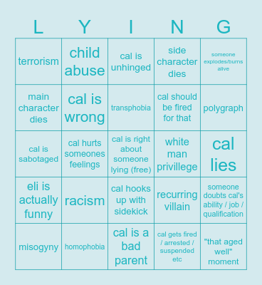 lie to me Bingo Card
