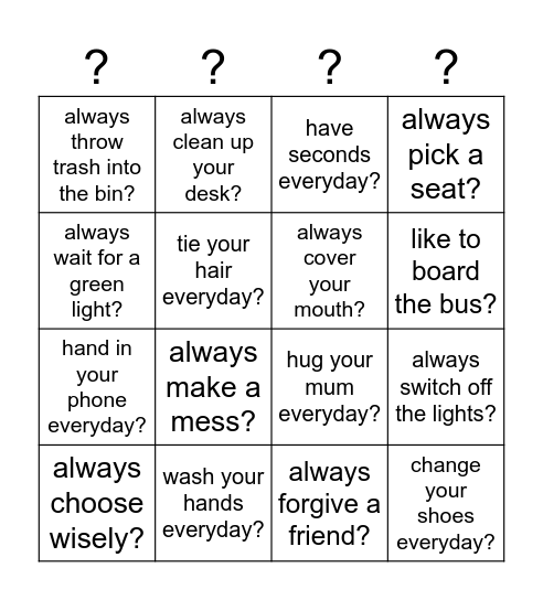 Do you... Bingo Card