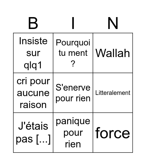 Bingo SK Bingo Card