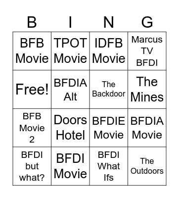 Firey's channel 2 Bingo Card
