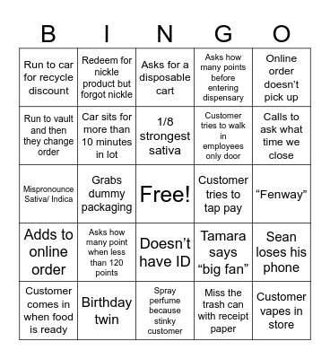Buddy’s Bingo Card