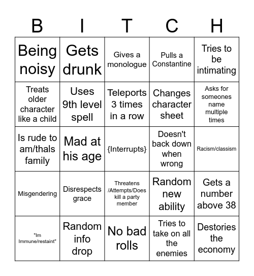 Nox Bingo Card