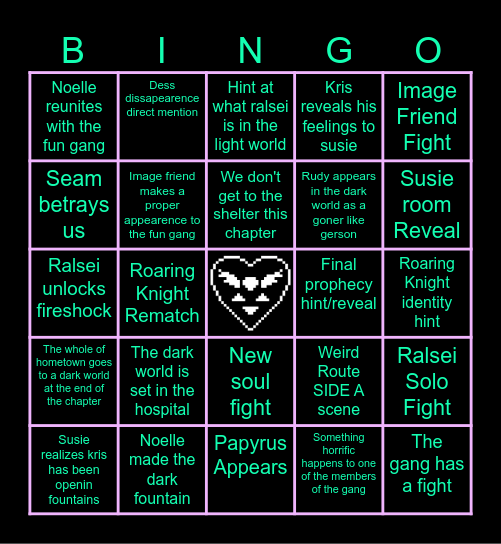 DELTARUNE BINGO Card
