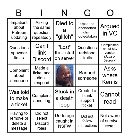 Ken Helpdesk Bingo Card