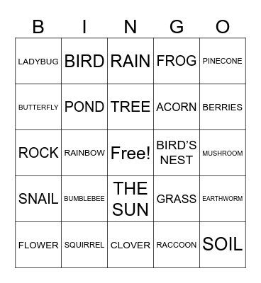 NATURE Bingo Card