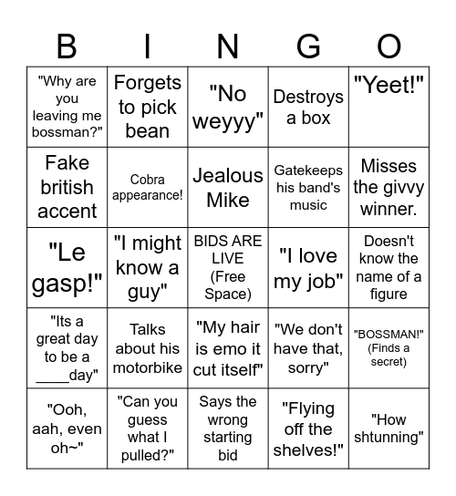 Mike bingo Card