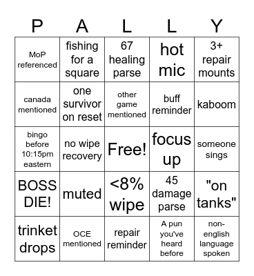 PalGO2 Bingo Card