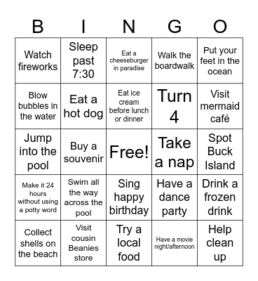 St. Croix Bingo! Bingo Card