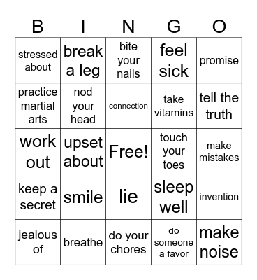 4th junior Bingo Card