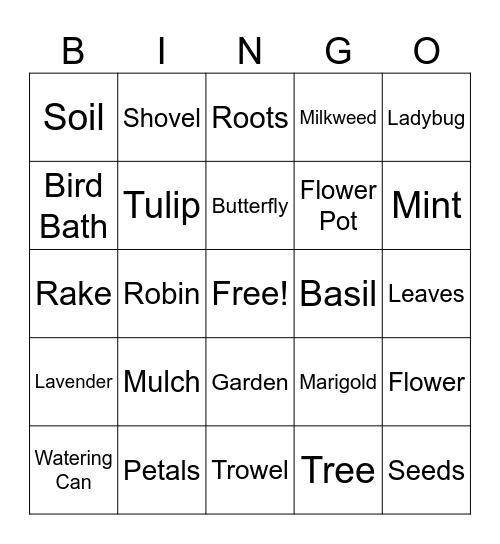 Garden Bingo Card