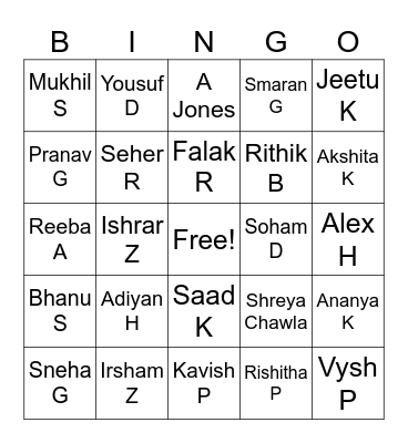 Engagement Party Bingo Card