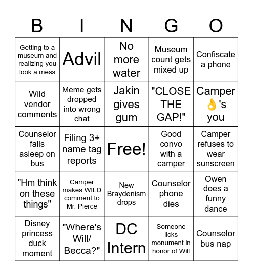 Counselor Bingo WK 3 Bingo Card