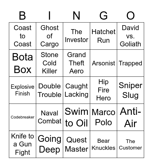 Rust Bingo Card