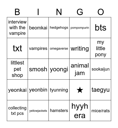 yeonbingsu Bingo Card