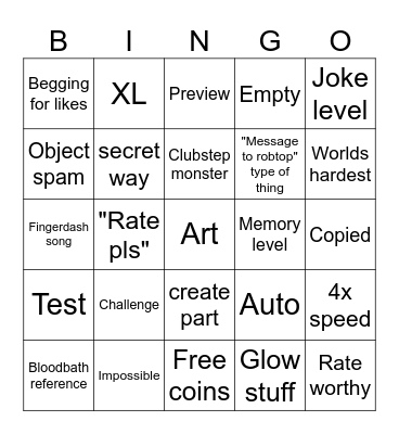 Recent tab Bingo Card