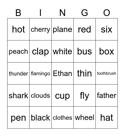 Phonics Bingo Card