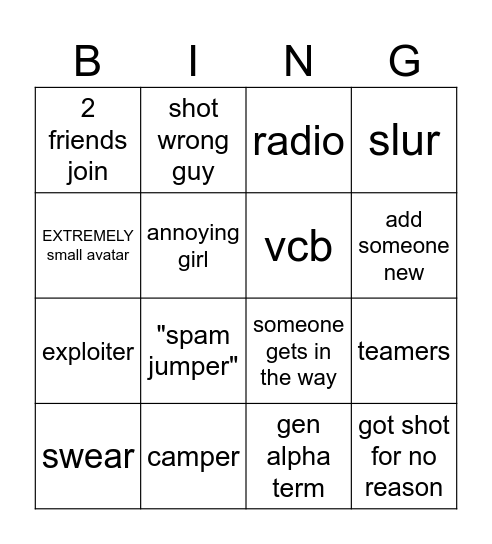MM2 Bindo Bingo Card